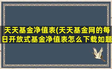 天天基金净值表(天天基金网的每日开放式基金净值表怎么下载如题 谢谢了)